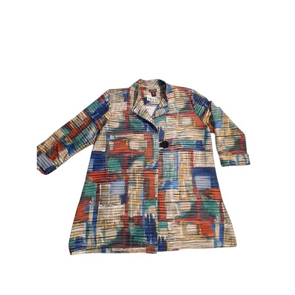 Multiples Patchwork Womens size XL Art tk Wear Artsy OldMoney Colorful Cardigan - Picture 3 of 14